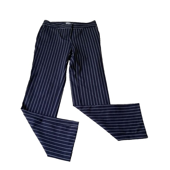 Kenar Size 2 Pants Pinstripe Slacks Womens Blue White Pockets Office Siren - Picture 1 of 11
